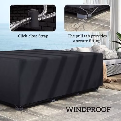 Outsunny Black Water-Repellent Oxford Fabric Outdoor Garden Sofa Set Cover, W: 210 cm, H: 70 cm – 5