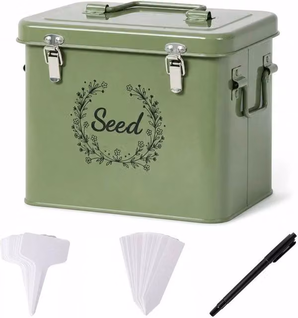 FLAVORA 3 Compartment Storage Box Organiser with Metal Clip in Green