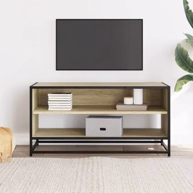 Berkfield Home Sonoma Oak TV Cabinet in Beige, W/D/H: 91 x 40 x 46 cm – 1