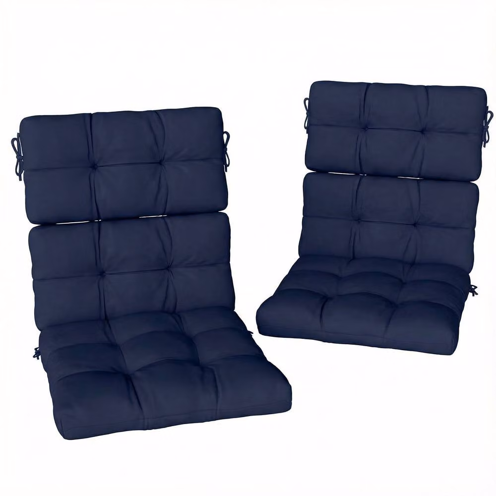 OUTSUNNY 2-Piece Outdoor Seat Cushion and Backrest Set with Ties, Dark Blue – 2