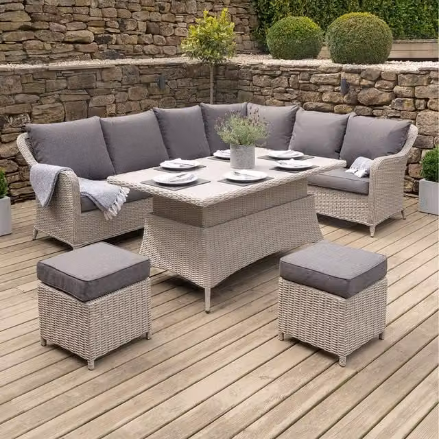 Pacific Lifestyle 8 Seater Modern PU Rattan Garden Seating Set in Grey