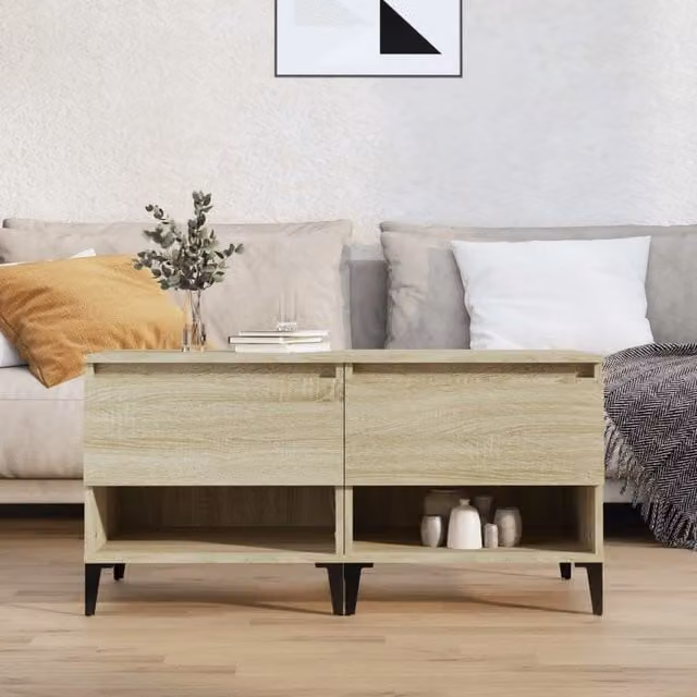 Berkfield Home Set of 2 Sonoma Oak Side Tables in Brown, W/D/H: 50 x 46 x 50 cm