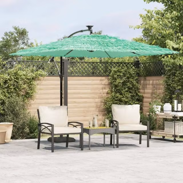 Berkfield Home Green Garden Parasol with Steel Pole, W/D/H: 269 x 269 x 235 cm