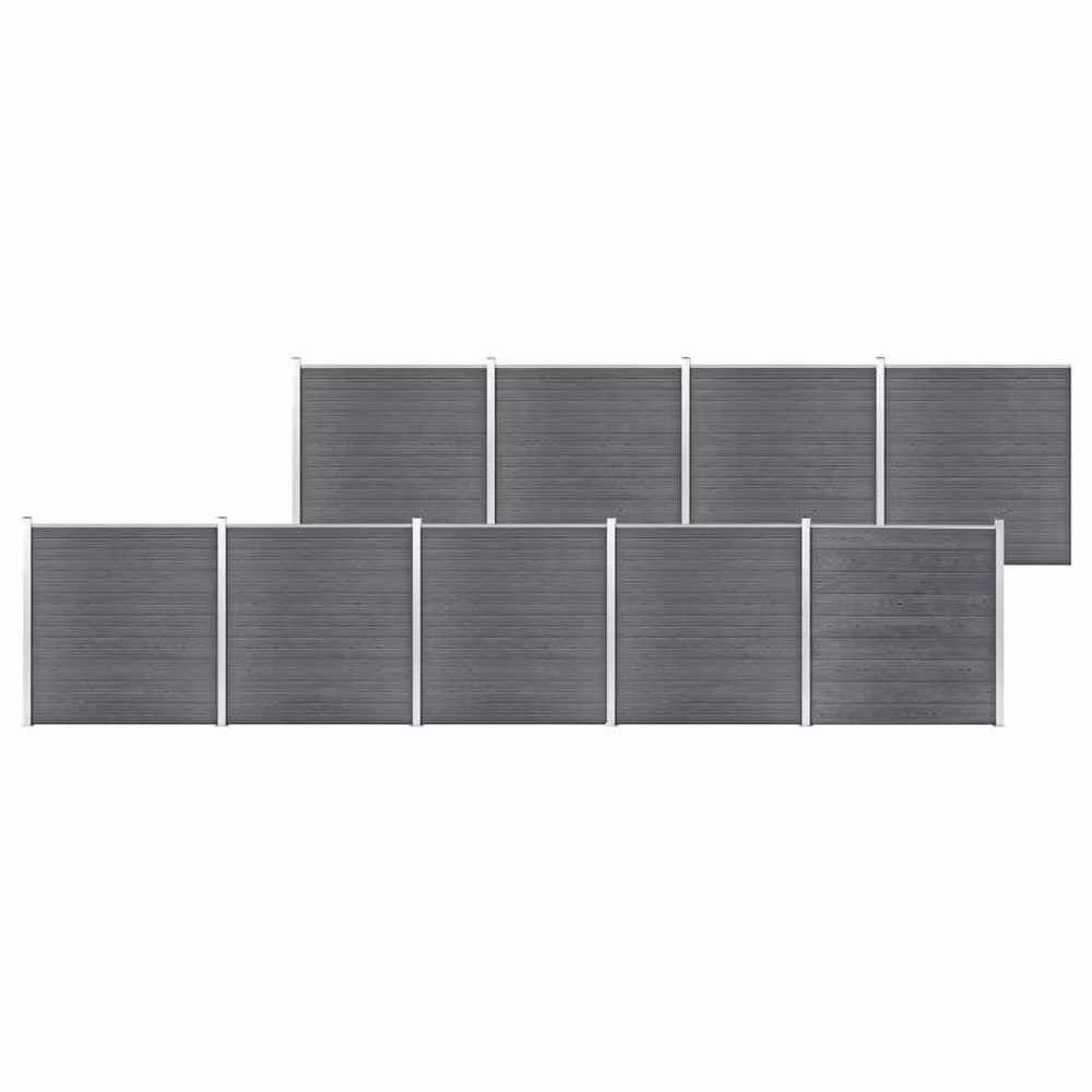 Berkfield Grey WPC and Aluminium Garden Fence, W: 1564 cm, H: 186 cm – 2