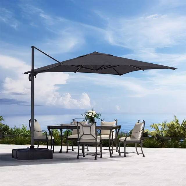 Komore 2.5m Cantilever Garden Parasol with Base in Anthracite Grey
