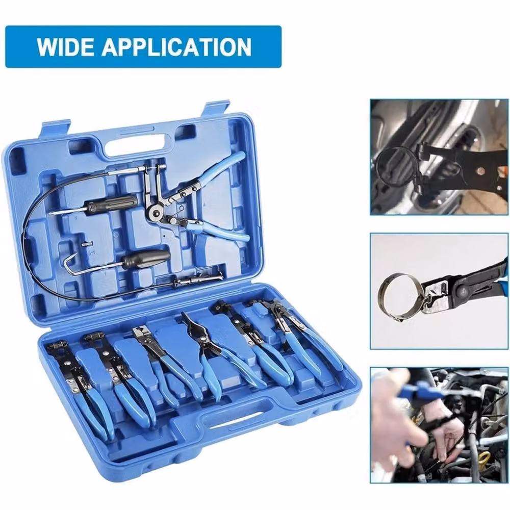 Nordara 10-Piece Blue Steel Hose Clamp Clip and Wire Locking Pliers Set – 3