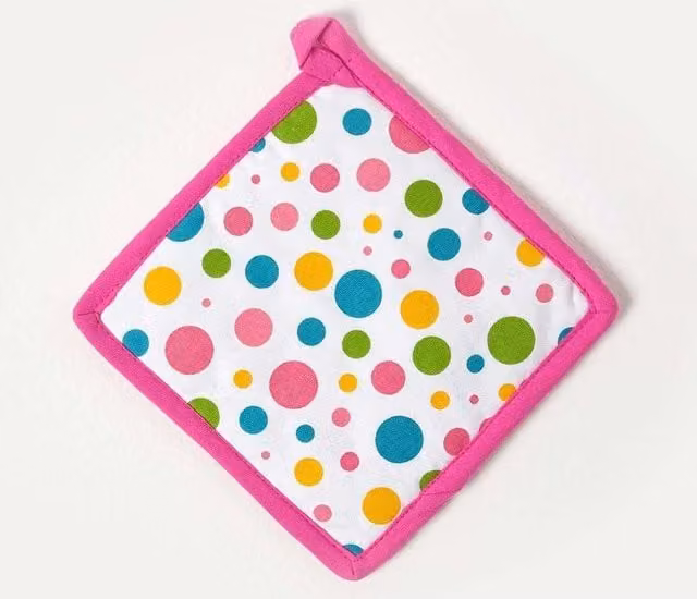 Homescapes Multi Colour Polka Dot Cotton Pot Holder, 20 x 20 cm