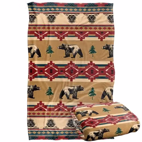 JQ Licensing Southwest Bear Silky Touch Super Soft Fleece Throw Blanket, Multicolour, W/D/H: 91 x 147 cm – 1