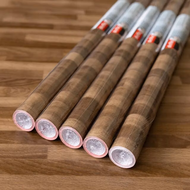 dc fix Walnut Block Self Adhesive Vinyl Wrap for Kitchen Doors and Worktops, Brown, W: 67.5 cm x L: 2 m (Pack of 5)