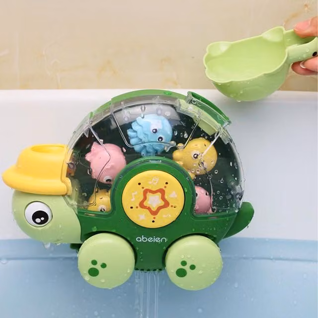 Livingandhome Green Turtle Bath Water Toy with Light and Sound