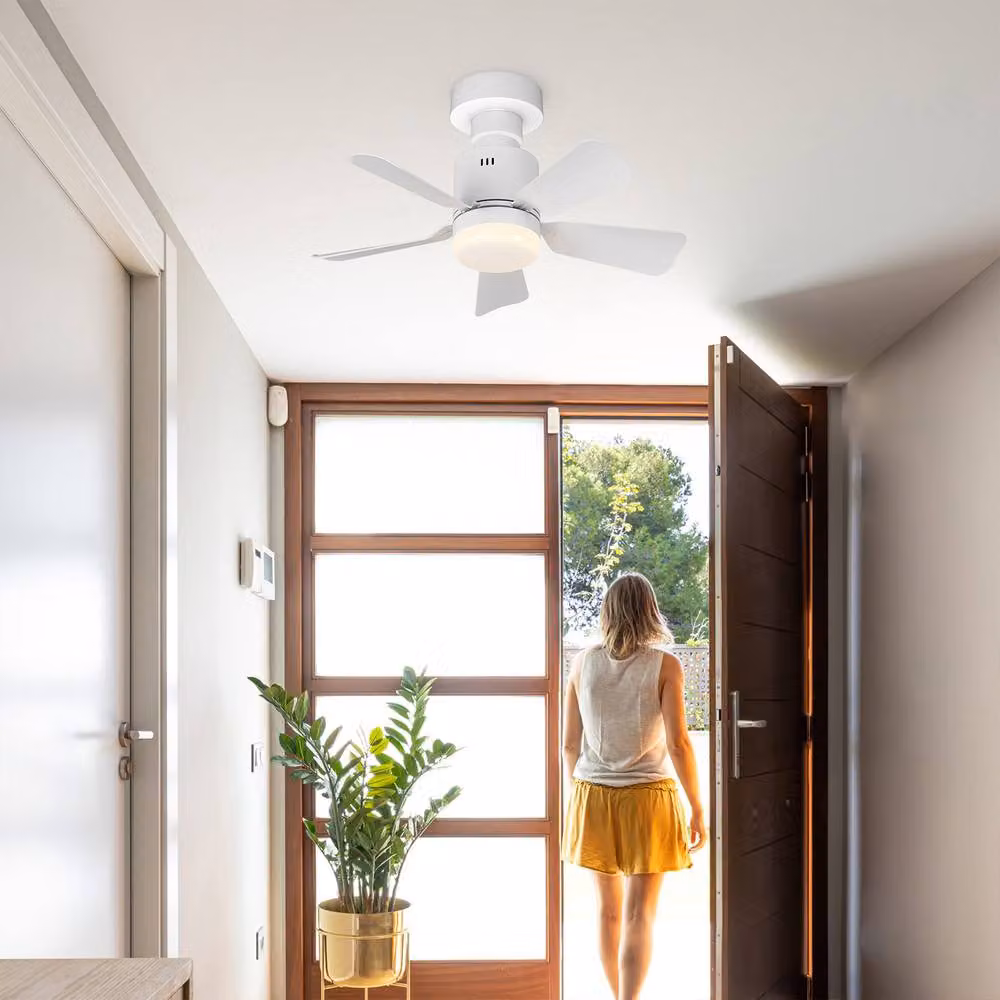 NIVOR E27 Socket LED Ceiling Fan Light in White, Dimmable with Remote Control and 4 Speeds, Diameter: 45 cm – 5