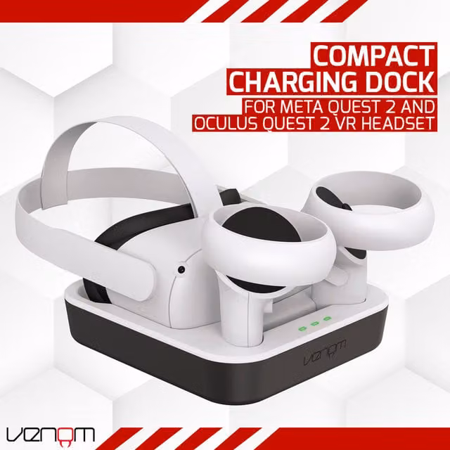 Venom Charging Dock and Rechargeable Li-ion Battery Packs for Meta Quest 2, White