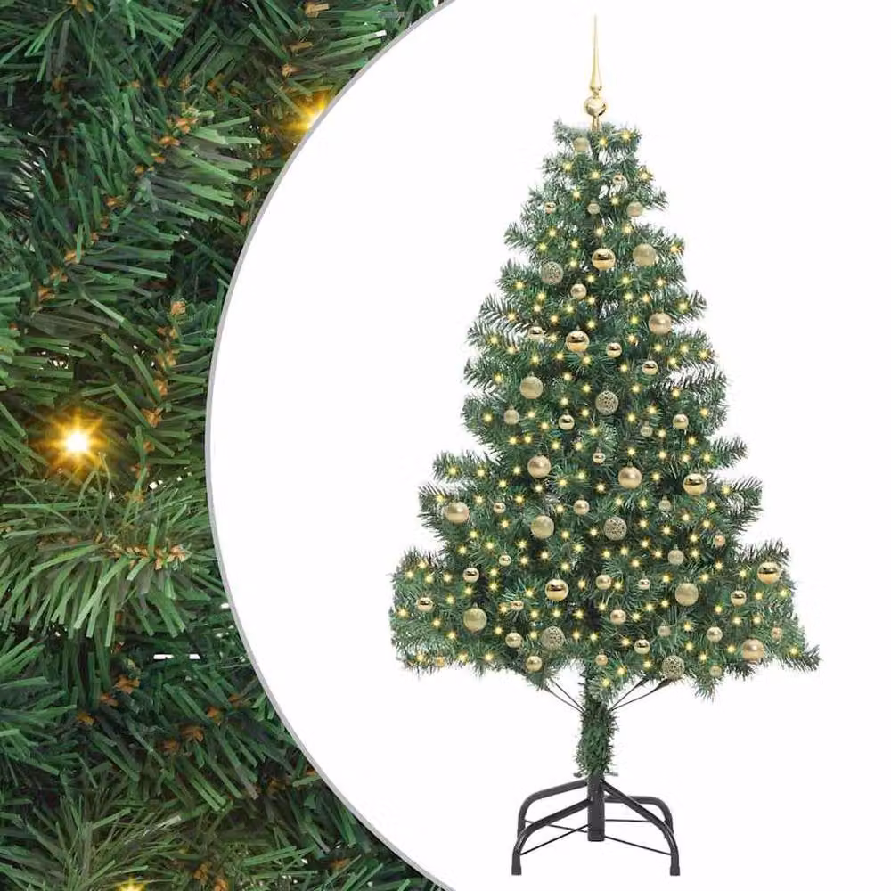 Berkfield Home Green PVC Christmas Tree with 300 LEDs and Stand, Height: 210 cm – 2