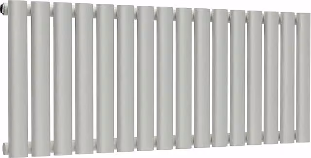 Lux Heat Oval Horizontal Steel Radiator in Grey, W: 96.0 cm, H: 40.0 cm