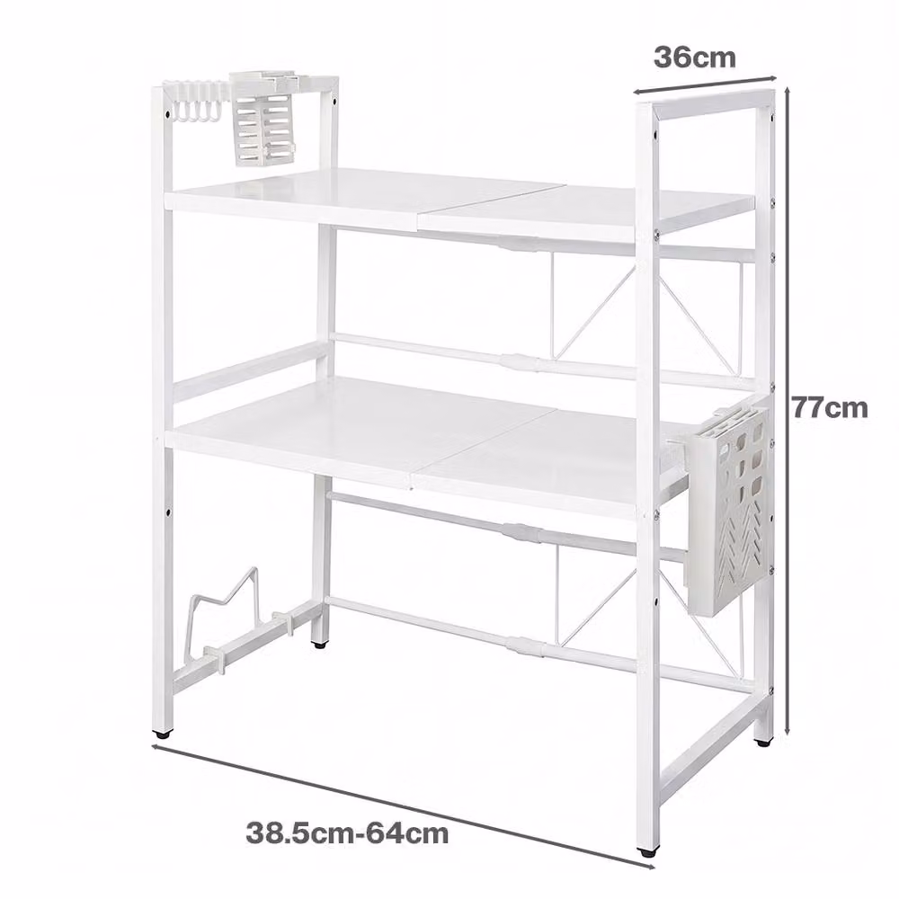 Toque 3 Tier Expandable Microwave Oven Rack Stand Kitchen Storage Shelf in White, W/D/H: 77 x 38.5 x 36 cm – 3