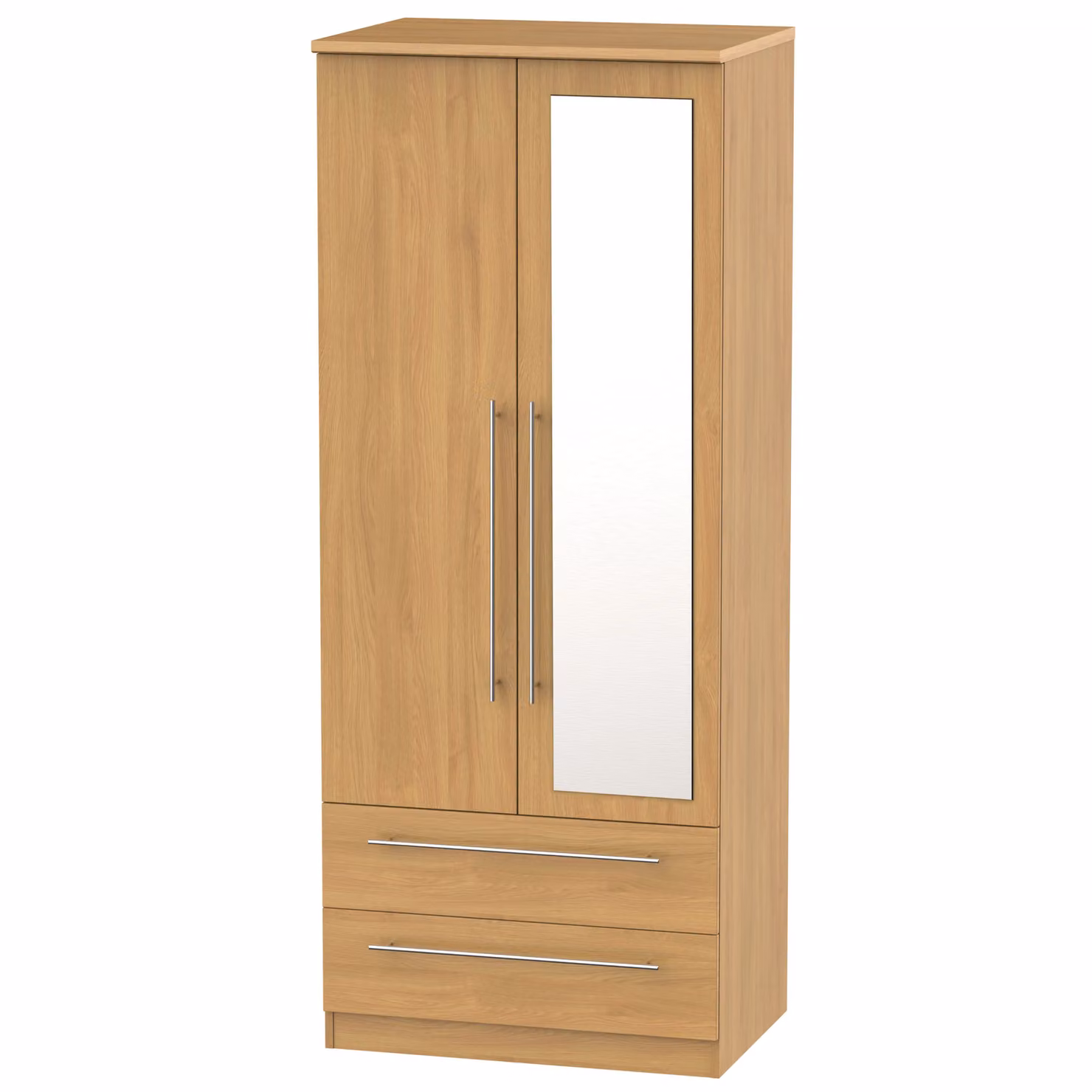 Ready Assembled 2 U Carlton Natural 2 Door 2 Drawer Mirrored Wardrobe – 2
