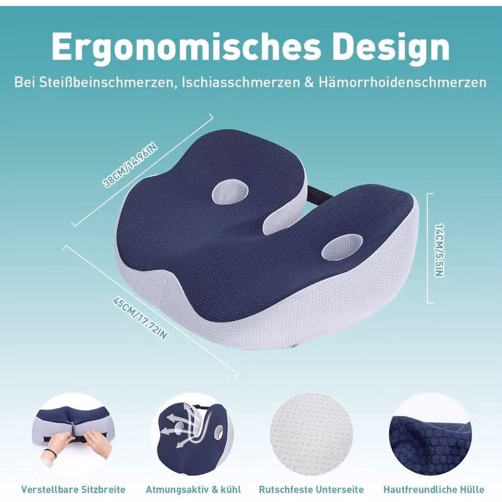 NESTLUNE Memory Foam Contoured Coccyx Tailbone and Hip Seat Cushion Pillow in Blue – 3