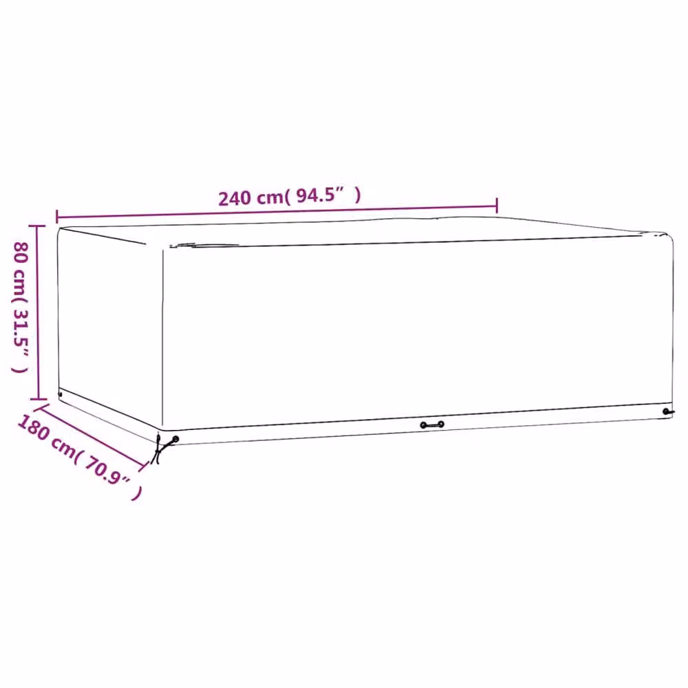 Berkfield Home Water Repellent Rectangular Garden Furniture Cover in Black, W/D/H: 240 x 180 x 80 cm – 4