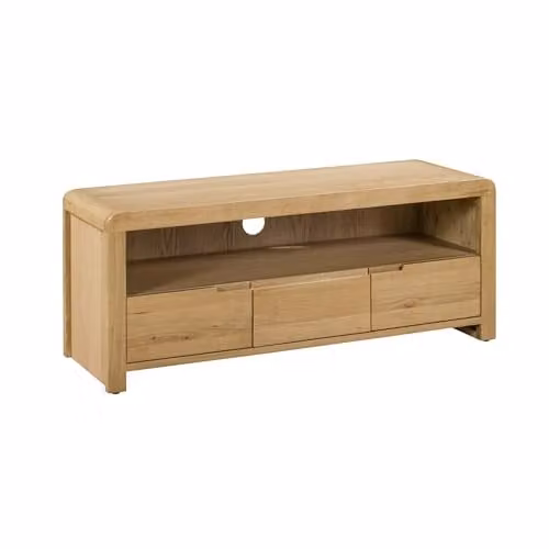 Julian Bowen Curve Retro Oak TV Unit, Brown, W/D/H: 115 x 40 x 50 cm
