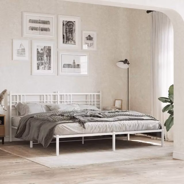 Berkfield Home White Metal Headboard for 180 x 200 cm Beds