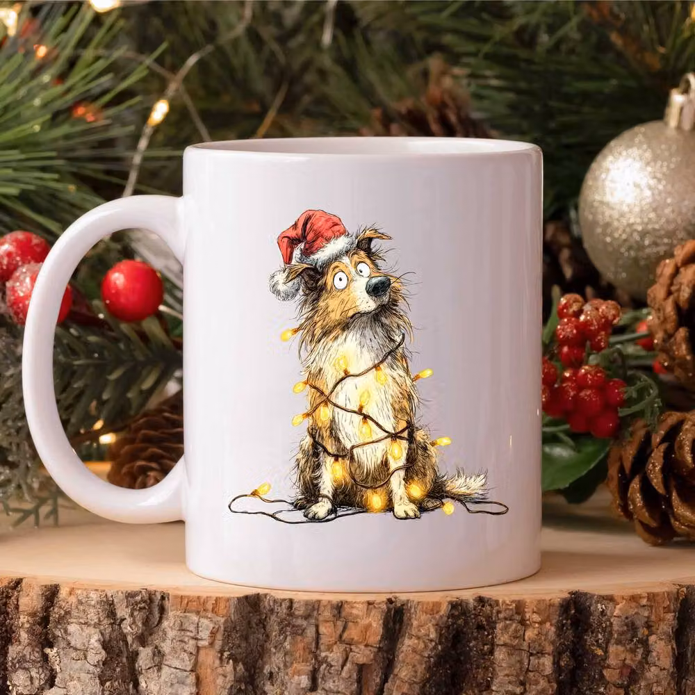 60 Second Makeover Shetland Sheepdog Christmas Lights Ceramic Mug in White – 2