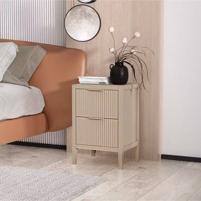 Cabinet Bits Castel 2 Drawer Bedside Table in Beige