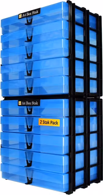 WestonBoxes A4 Craft Storage Unit with 2 Blue Boxes, W/D/H: 55.0 x 30.4 x 32.5 cm