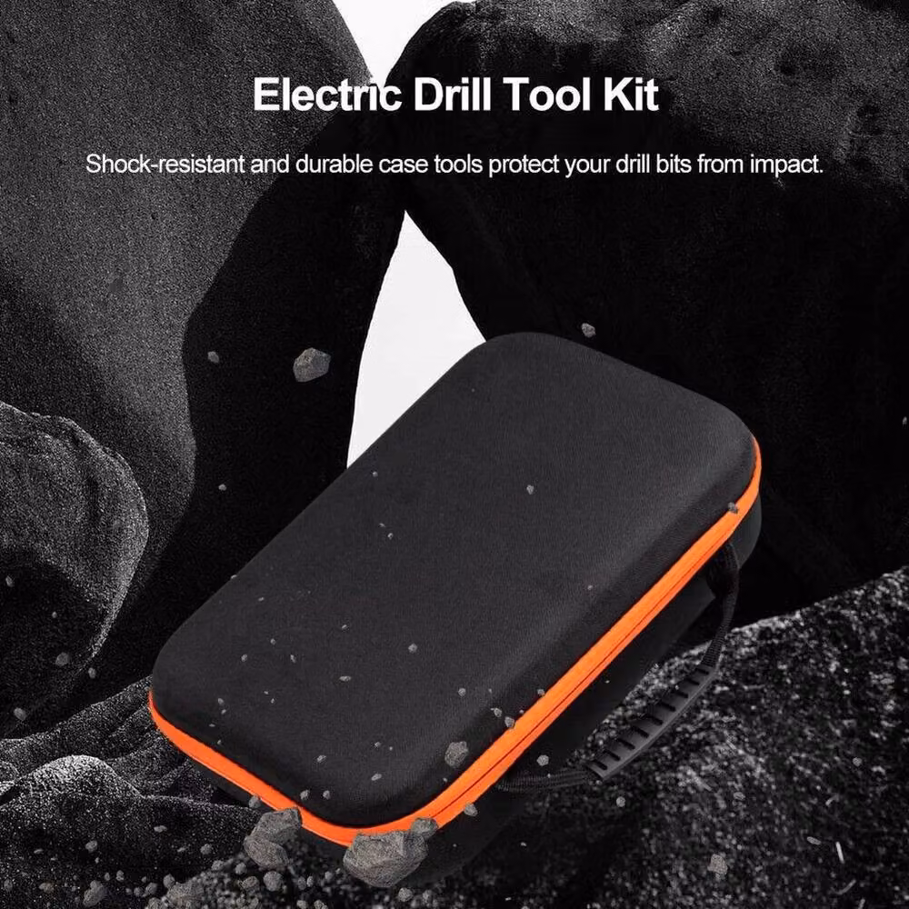 FLAVORA Orange-27x22x7cm Electric Drill Tool Storage Case in Black W/D/H: 27 x 22 x 7 cm – 4