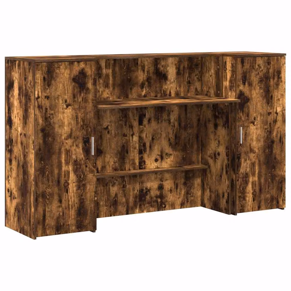 Berkfield Home Smoked Oak Reception Desk in Brown, W/D/H: 180 x 50 x 103.5 cm – 3