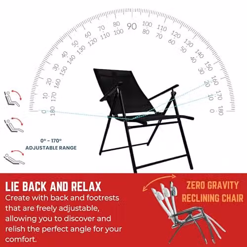 Samuel Alexander Multi Position Reclining Folding Garden Chair in Black – 9