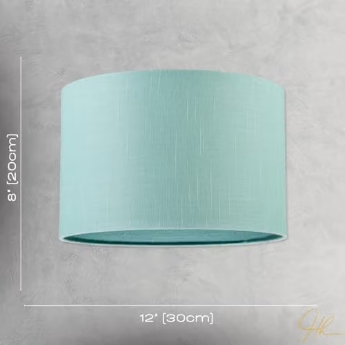 Happy Homewares Emerald Bay Green Textured Linen Fabric Circular Lamp Shade, W: 30 cm, H: 20 cm – 3