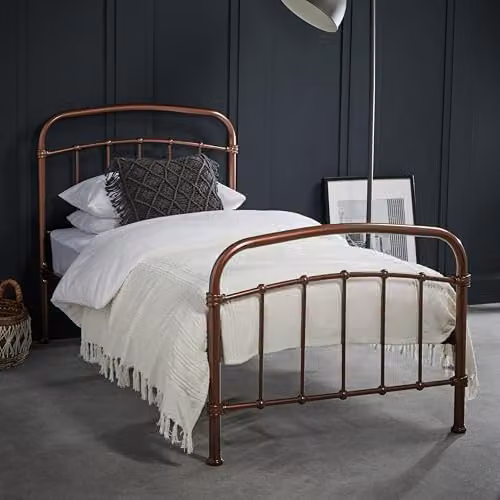 Lemon Pavilion Furniture Halston King Metal Bed Frame in Copper and Brown, L210 x W161 x H113 cm – 2