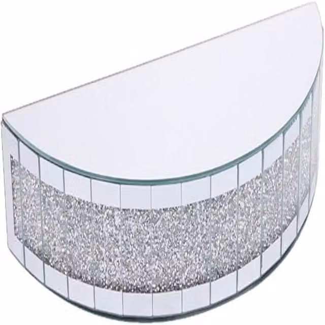 Biznest Silver Half-Moon Mirrored Wall Shelf
