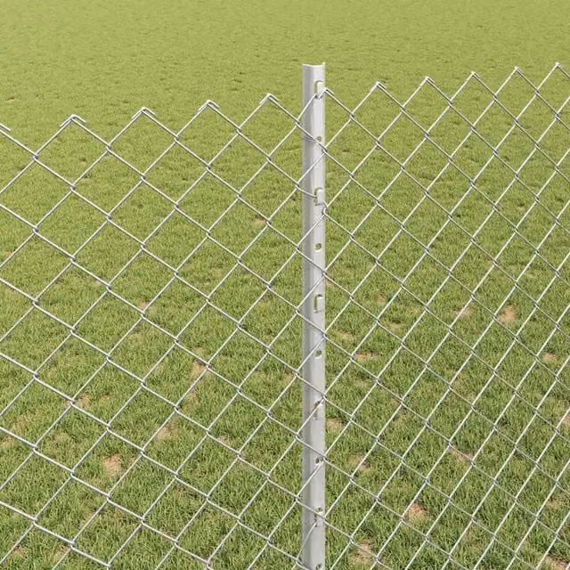 Berkfield Home vidaXL Galvanised Steel Chain Link Fence with 20 U-Profile Posts in Silver, W: 10 m, H: 1.6 m – 1