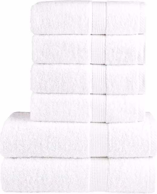 Berkfield Home SOLUND 6 Piece Premium White Cotton Terry Towel Set, 600 gsm