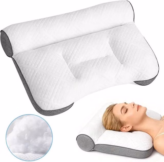 FLAVORA Cervical Orthopedic Deep Sleep Neck Pillow in White, W/D/H: 60 x 45 x 45 cm