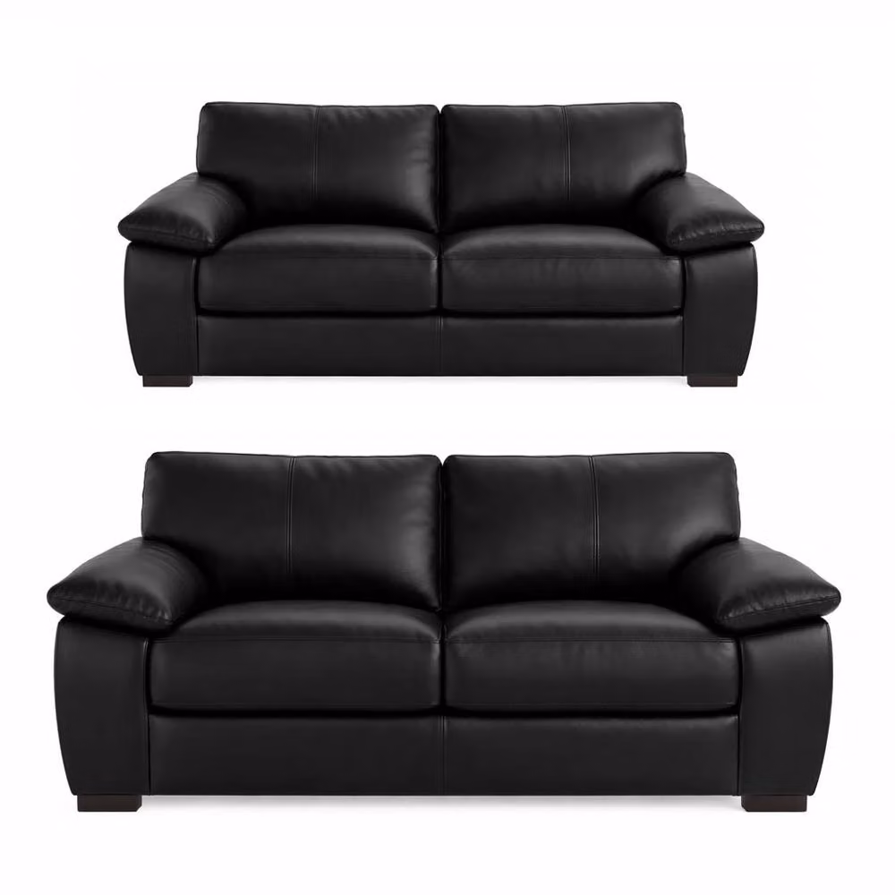 LUXURY LIFE Amalfi Air Leather Sofa Set in Black – 2