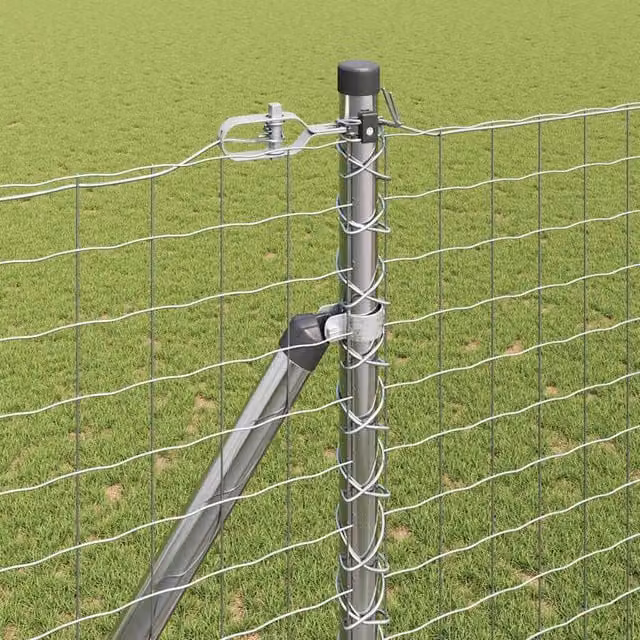 Berkfield Home vidaXL Sleek Round Galvanised Steel Fence Posts with Spike, Silver, 26 pcs, H: 170 cm, Diameter: 32 mm