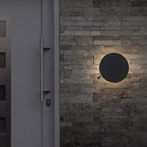 ValueLights Matt Black Backlit Circle LED Wall Light, IP44 Rated, Mains Wired – 3