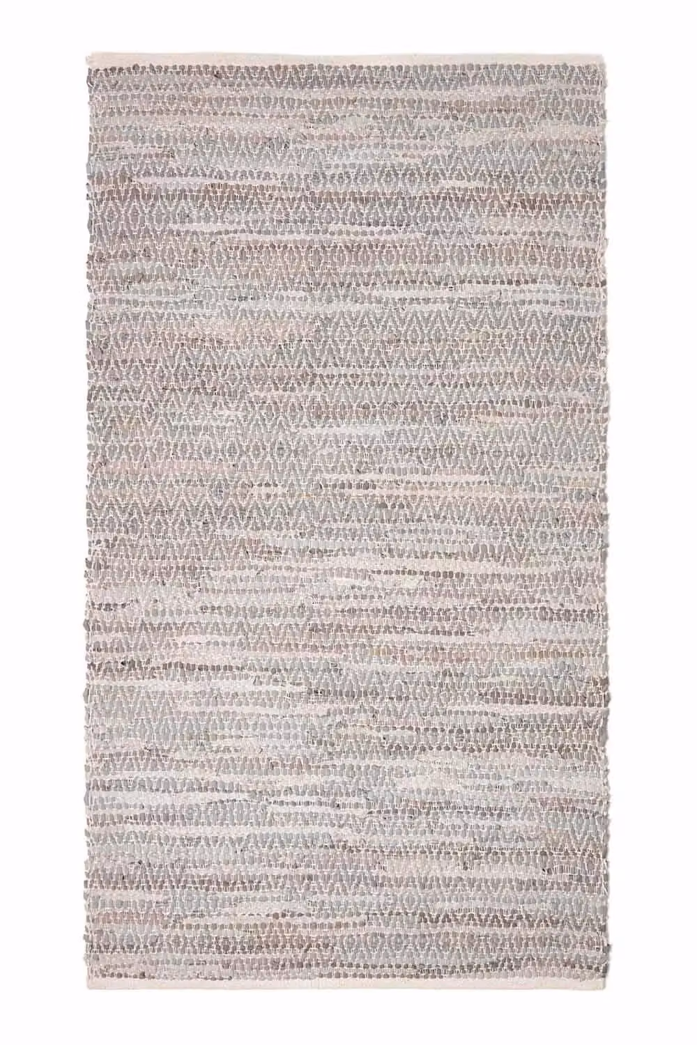 Homescapes Grey Handwoven Real Leather Diamond Pattern Rectangular Rug W/D/H: 90 x 150 x 1 cm