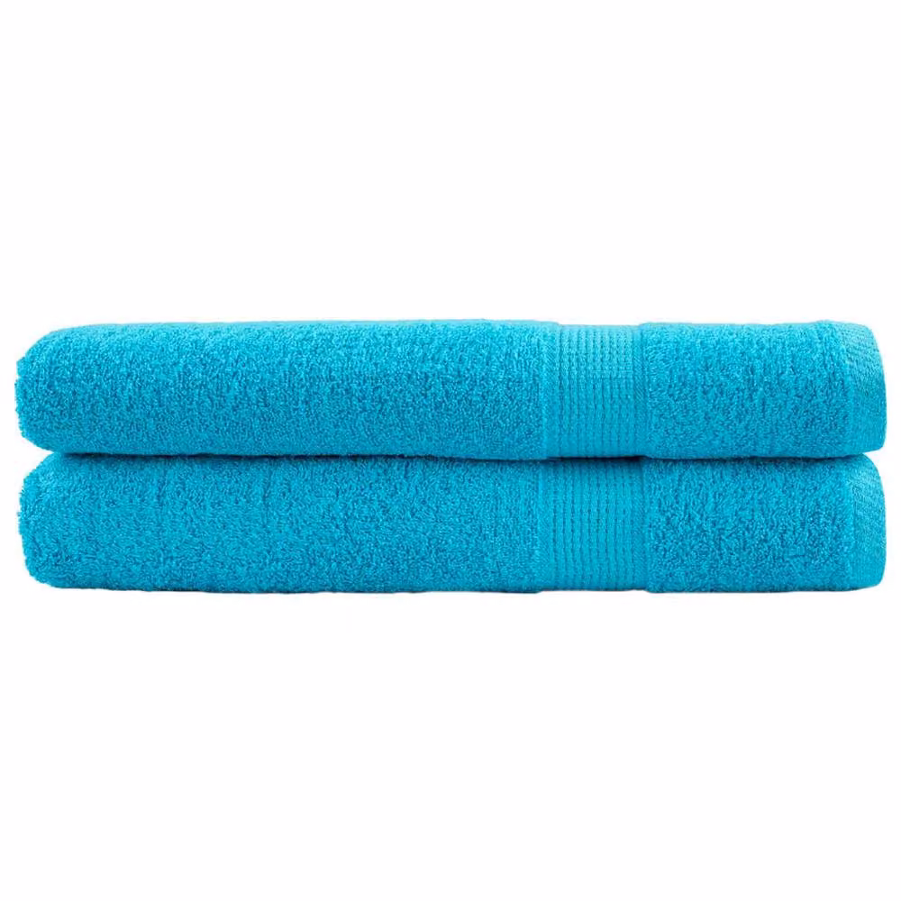 Berkfield Home SOLUND Premium Cotton Terry Towels, 2 Pack, Turquoise, W: 100 cm, L: 200 cm, 600 gsm – 2