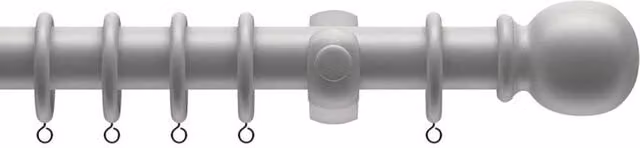 New Edge Blinds Complete Wooden Curtain Pole Set in Grey, 240 cm