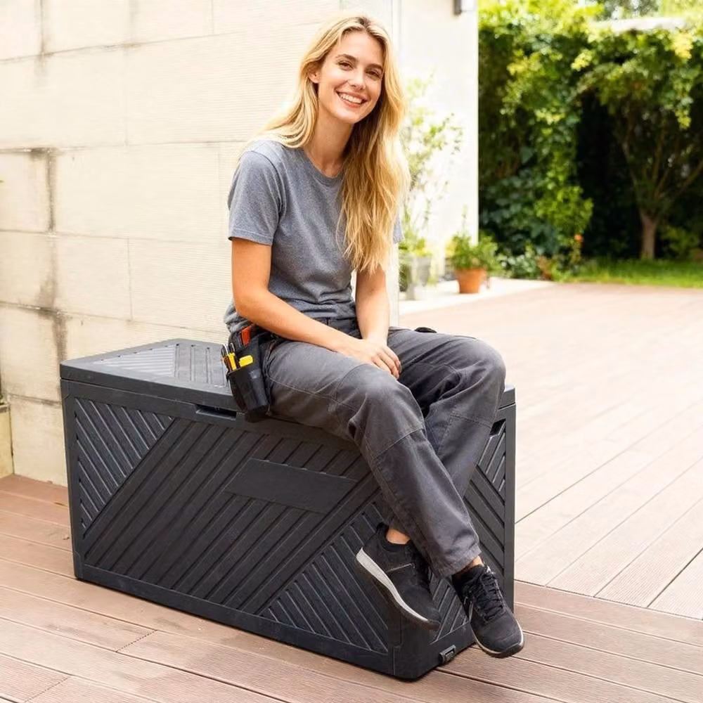 FORGEVIO Anthracite Grey Plastic Garden Storage Box – 4