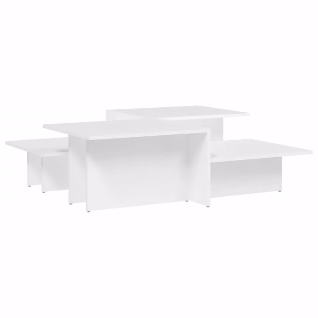 Berkfield Home Set of 2 White Modern Square Coffee Tables with Nested Tops – 2
