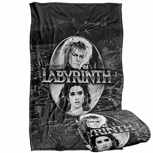 LOGOVISION Jim Henson Labyrinth Silver Portrait Maze Super Soft Fleece Throw Blanket, W/D/H: 91 x 147 cm – 1