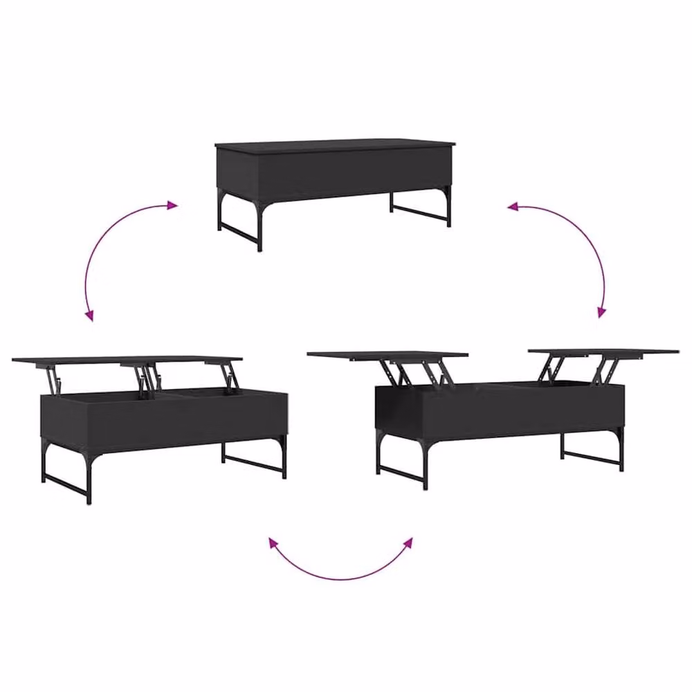 Berkfield Home Modern Black Rectangular Coffee Table with Lift Mechanism, W/D/H: 100 x 50 x 40 cm – 4