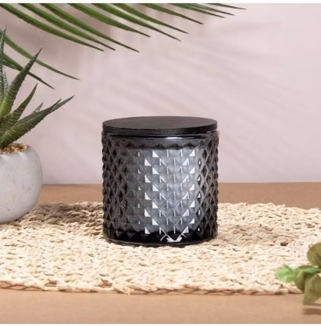 KDMD Oud & Bergamot Scented Soy Candle, 200g, Black