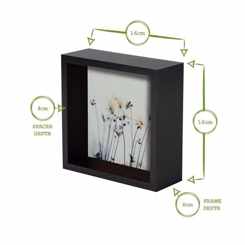 Nicola Spring 3D Shadow Box Photo Frames, Pack of 5, Black, Square, W/H: 15 x 15 cm – 3