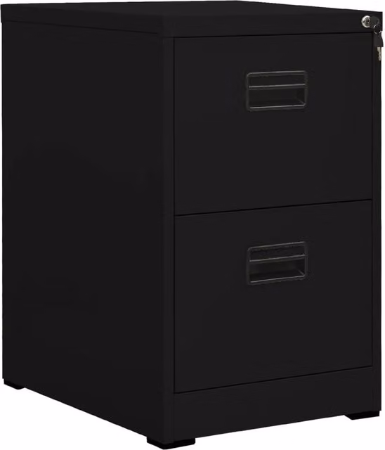 Berkfield Home Black Steel Filing Cabinet W: 46 cm, D: 62 cm, H: 72.5 cm