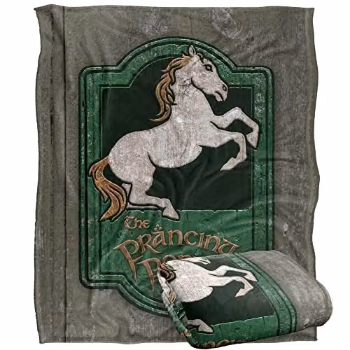 LOGOVISION Lord of the Rings Prancing Pony Sign Super Soft Fleece Throw Blanket, Multicolour, W/D/H: 152 x 127 x 1 cm
